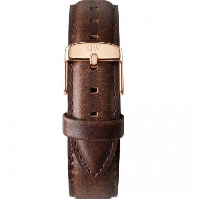 Daniel Wellington Dapper Bristol White Dial Brown Leather Strap Watch For Men - DW00100086