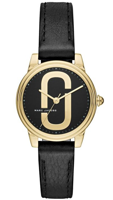 Marc Jacobs Corie Black Dial Black Leather Strap Watch for Women - MJ1580