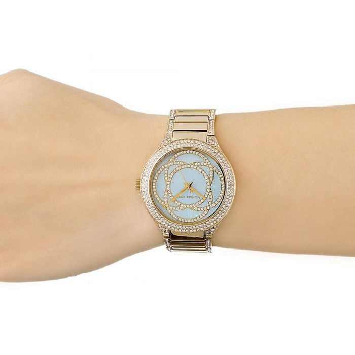 Michael Kors Kerry Mother of Pearl Dial Gold Steel Strap Watch for Women - MK3481
