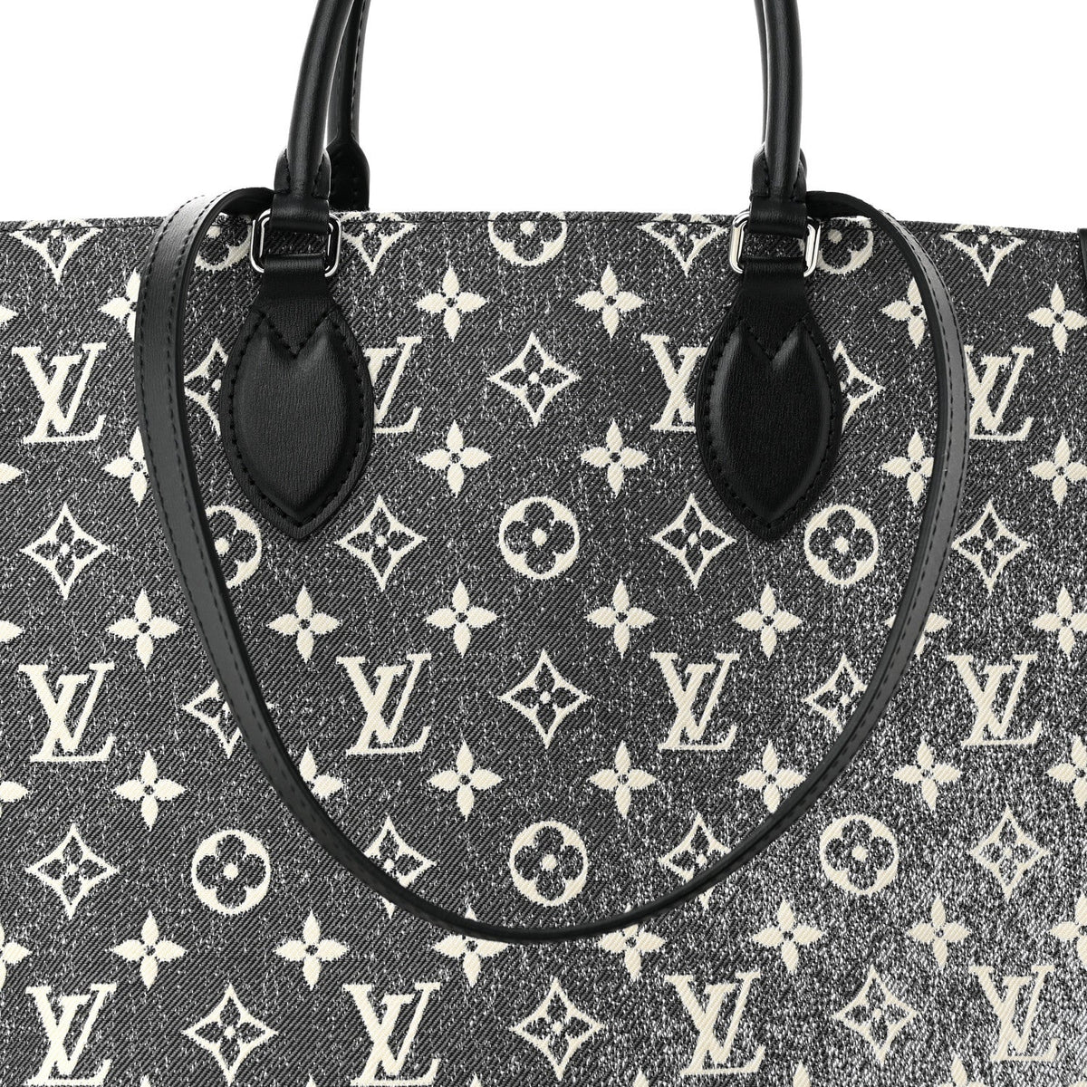 Louis Vuitton Jacquard Denim OnTheGo MM Tote Bag - Black White