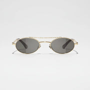 Chanel Women Oval Metal & Imitation Pearl Gold & Grey Sunglasses