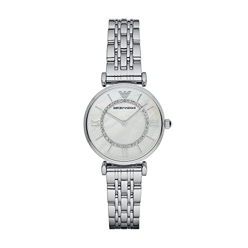 Emporio Armani Gianni T-Bar Mother of Pearl Dial Silver Stainless Steel Watch For Women - AR1908