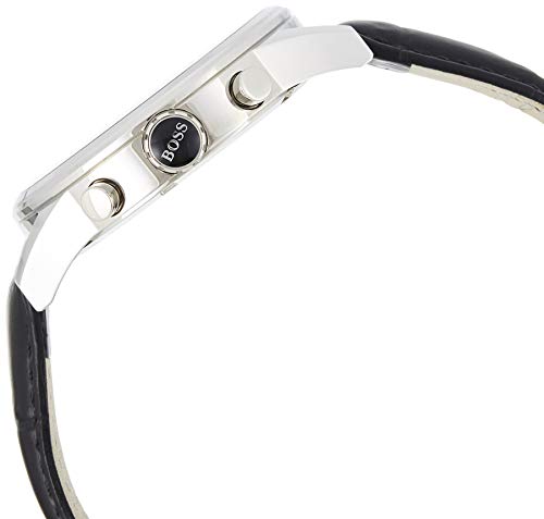 Hugo Boss Jet Chronograph Black Dial Black Leather Strap Watch for Men - 1513279
