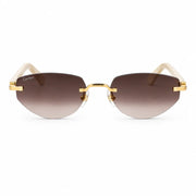 Cartier C Décor Women Rimless Geometric Frame Marble-Effect Temples Brown Sunglasses
