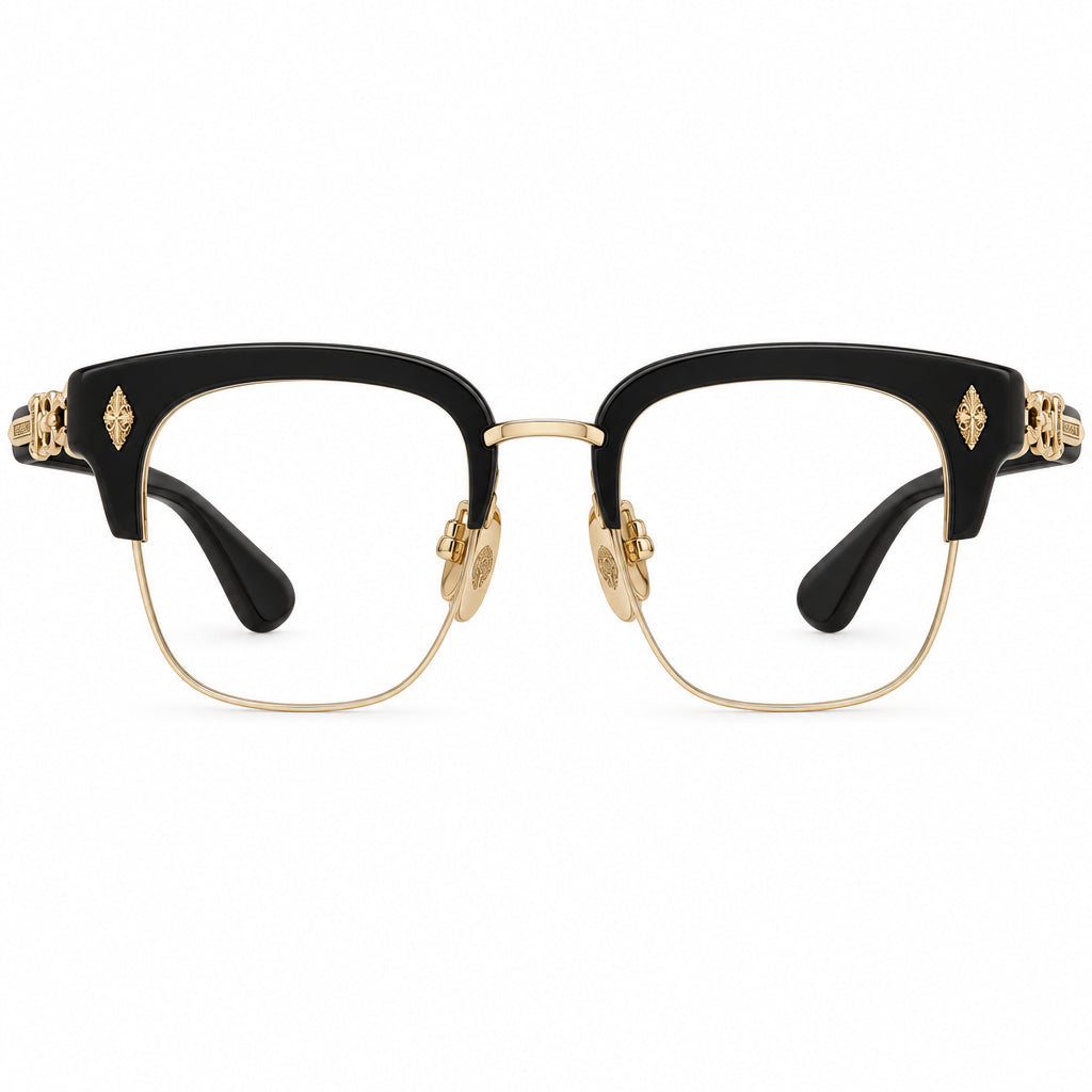 Chrome Hearts Unisex Evagilist Black & Gold Gothic Eyewear