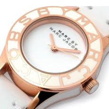 Marc Jacobs Blade White Dial White Leather Strap Watch for Women - MBM1179