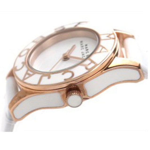 Marc Jacobs Blade White Dial White Leather Strap Watch for Women - MBM1179