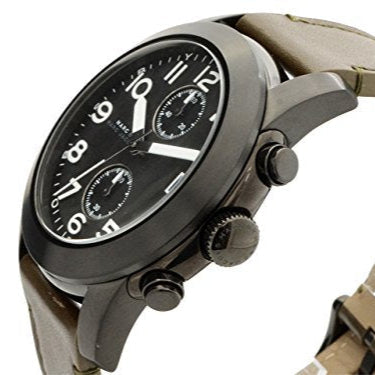 Marc Jacobs Larry Chronograph Black Dial Grey Leather Strap Watch for Men - MBM5034