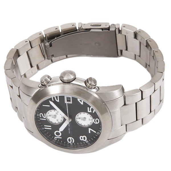 Marc Jacobs Larry Chronograph Black Dial Silver Steel Strap Watch for Men - MBM5050