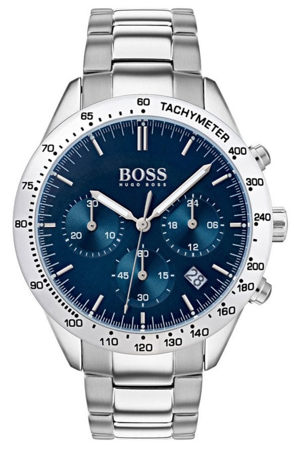 Hugo Boss Talent Chronograph Blue Dial Silver Steel Strap Watch for Men - 1513582