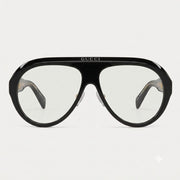Gucci Unisex Aviator Acetate Black White Sunglasses