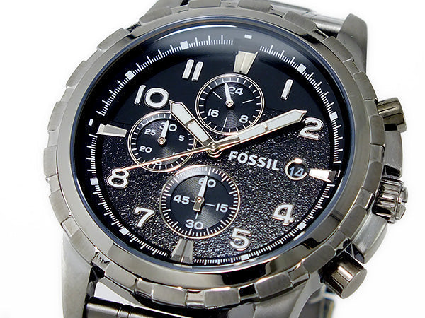 Fossil Dean Chronograph Black Dial Black Steel Strap Watch for Men - FS4721