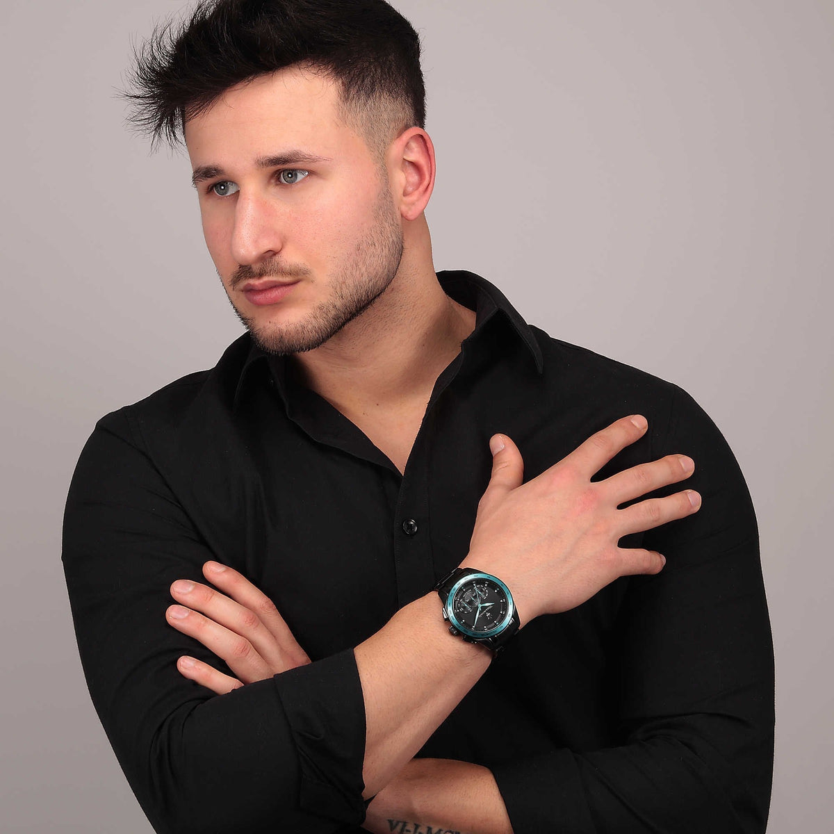 Maserati Traguardo Chronograph Aqua Edition Black Dial Black Steel Strap Watch For Men - R8873644002