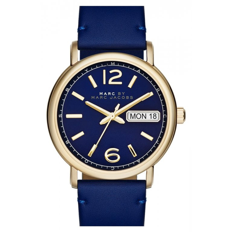 Marc Jacobs Fergus Blue Dial Blue Leather Strap Watch for Women - MBM8650