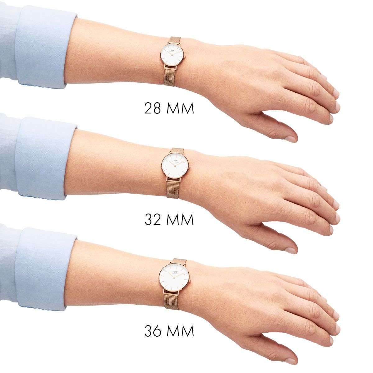 Daniel Wellington Classic Petite White Dial Rose Gold Mesh Bracelet Watch For Women - DW00100219