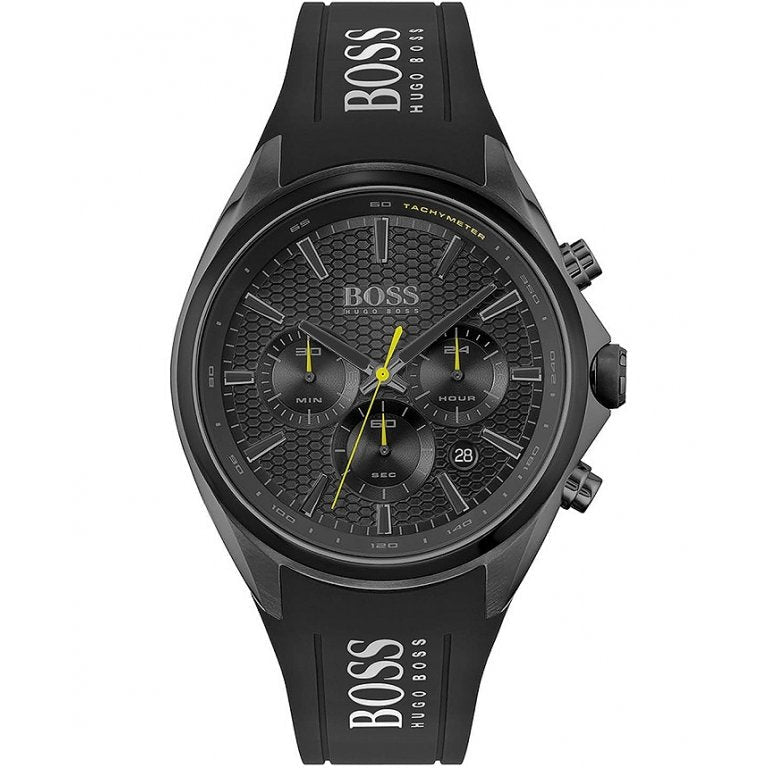 Hugo Boss Distinct Chronograph Black Dial Black Silicone Strap Watch for Men - 1513859