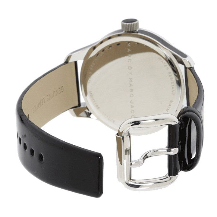 Marc Jacobs Lidia Stripe Glitz Black Dial Black Leather Strap Watch for Women - MBM1166