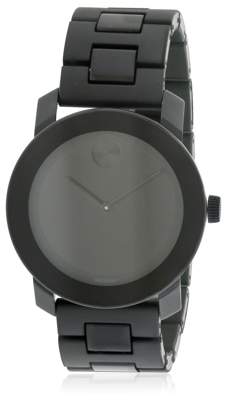 Movado Bold Black Dial Black Steel Strap Watch For Men - 3600047