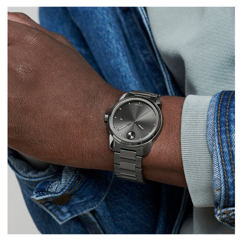 Movado Bold Verso Grey Dial Grey Steel Strap Watch for Men - 3600860