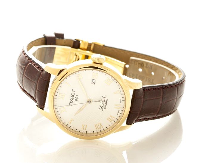 Tissot Le Locle Automatic Gold Dial Brown Leather Strap Watch For Men - T41.5.413.73