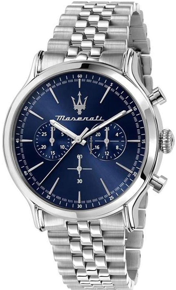 Maserati Epoca Chronograph Blue Dial Silver Steel Strap Watch For Men - R8873618024