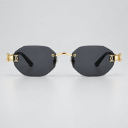 Cartier Panthère de Unisex Rimless Hexagonal Gold Finish Black  Sunglasses
