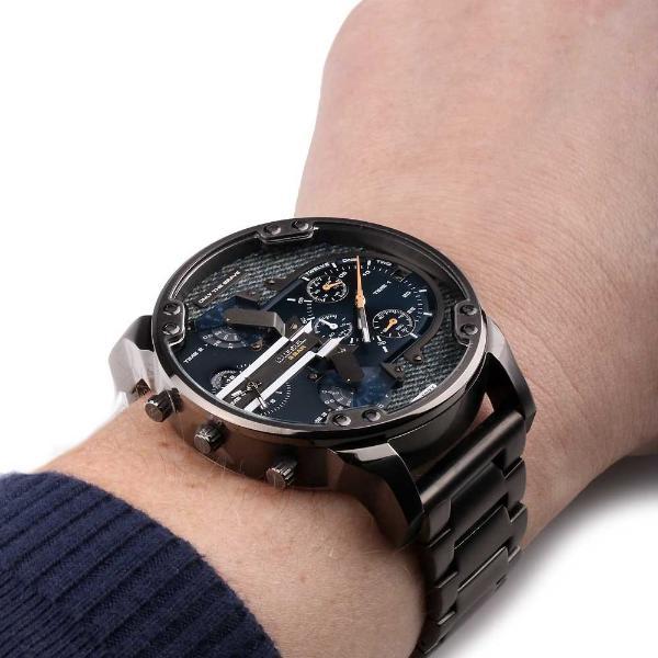 Diesel Big Daddy 2.0 Chronograph Blue Dial Grey Steel Strap Watch For Men - DZ7331