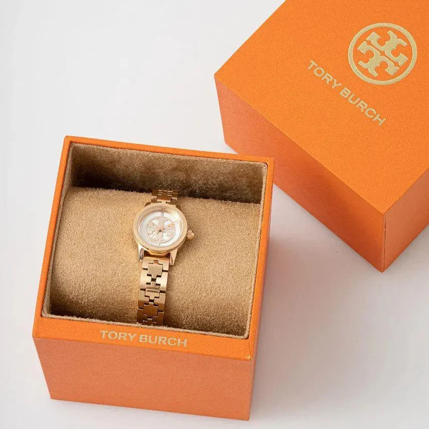 Tory Burch Reva Rose Gold Dial Rose Gold Steel Strap Watch for Women - TBW4043