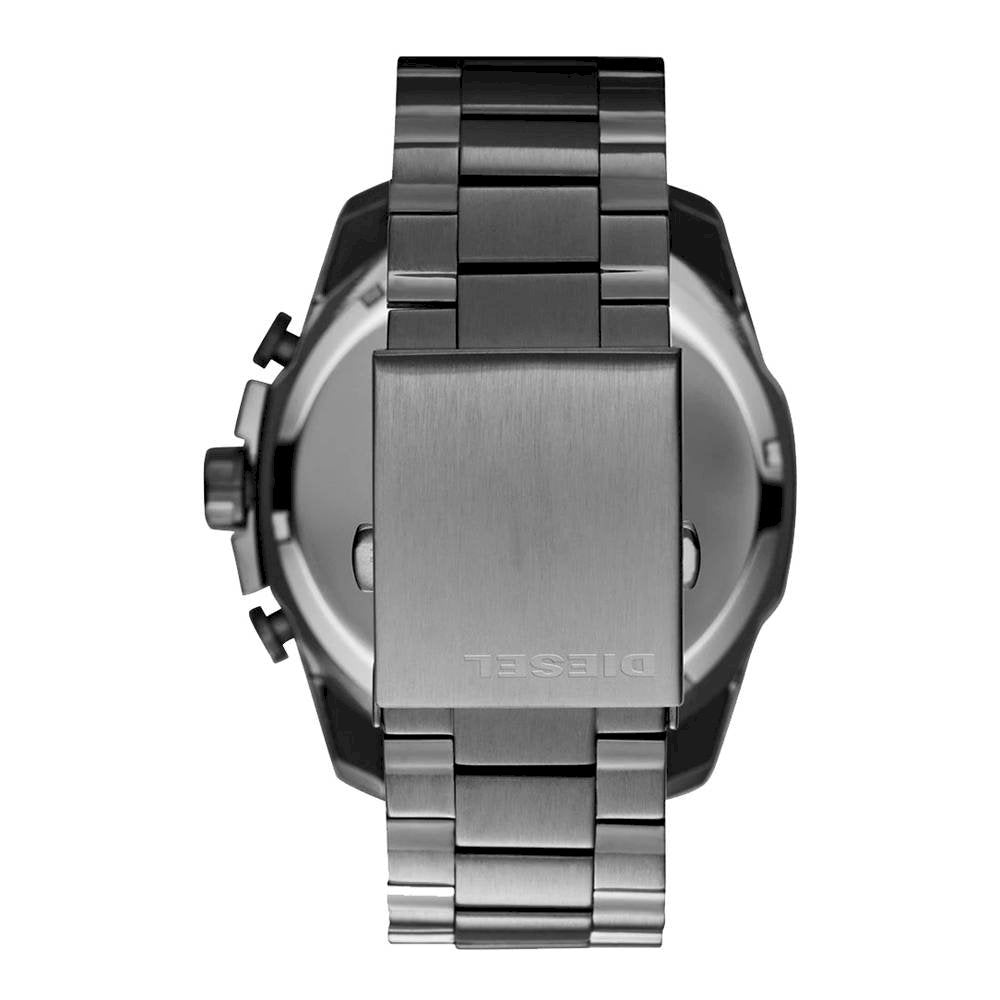 Diesel Mega Chief Chronograph Black Dial Black Steel Strap Watch For Men - DZ4355
