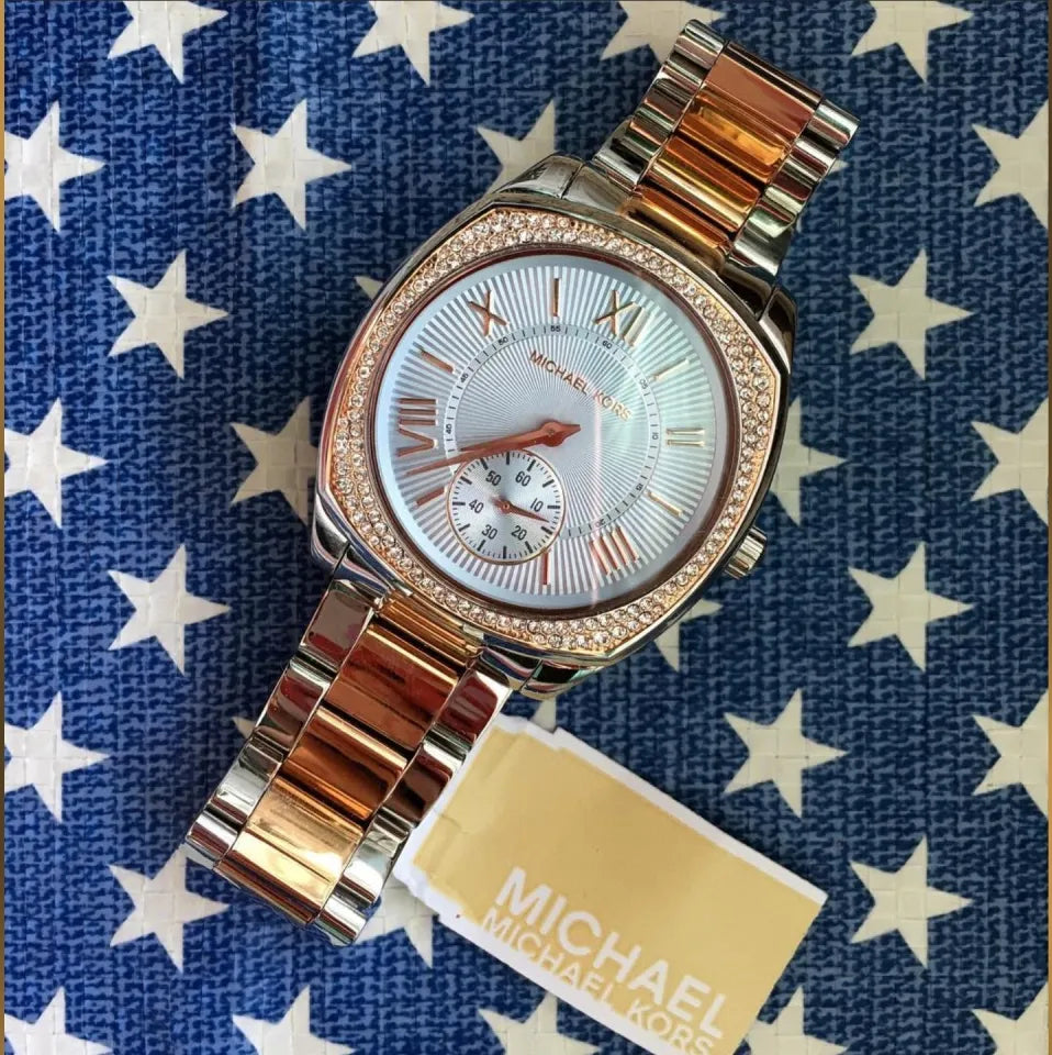 Michael Kors Bryn Quartz Blue Dial Two Tone Steel Strap Watch For Women - MK6136