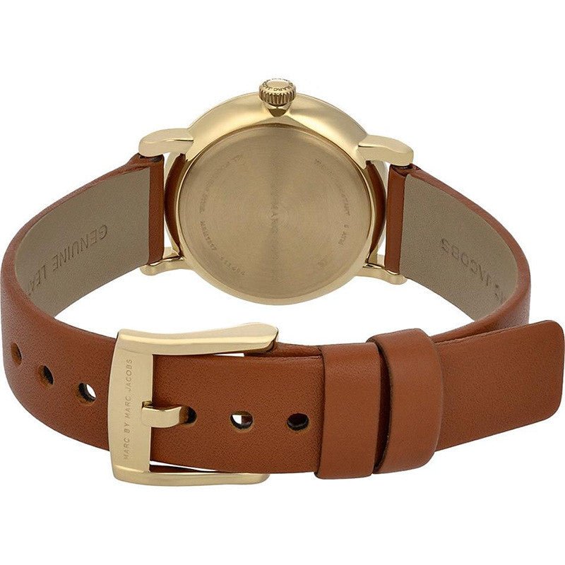 Marc Jacobs Baker White Dial Brown Leather Strap Watch for Women - MBM1317