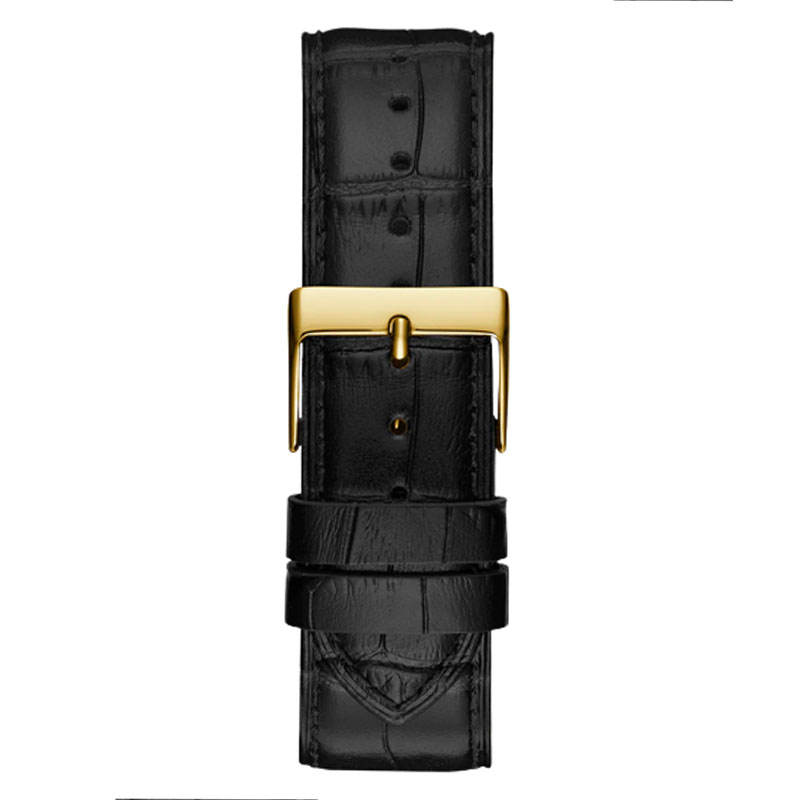 Guess Gadget Gold Dial Black Leather Strap Watch for Men - GW0570G1