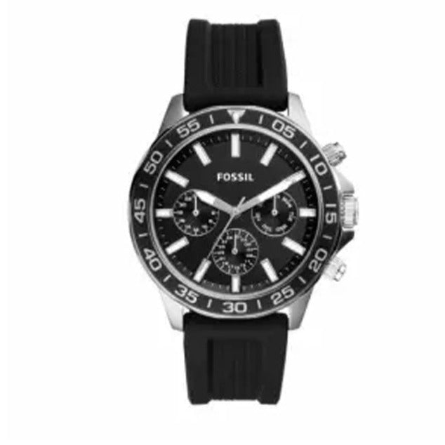 Fossil Bannon Multifunction Black Dial Black Silicone Strap Watch for Men - BQ2494