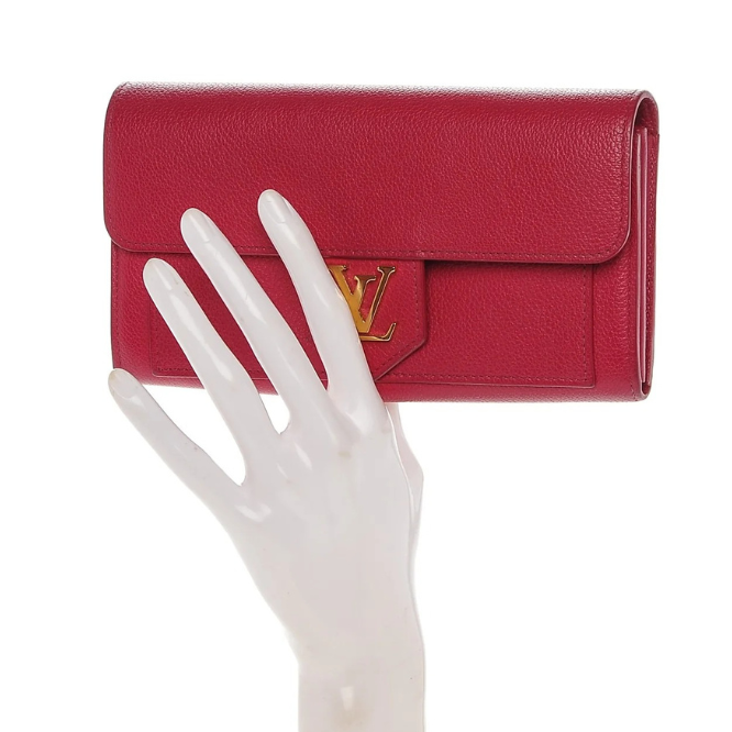 Louis Vuitton Calfskin Long LockMe Wallet - Red