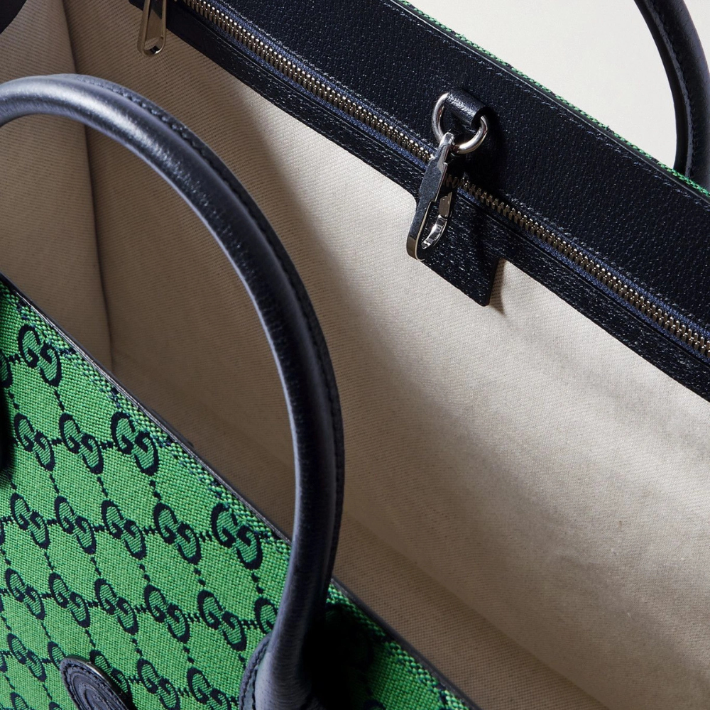 Gucci Leather-Trimmed Coated Tote Bag – Green