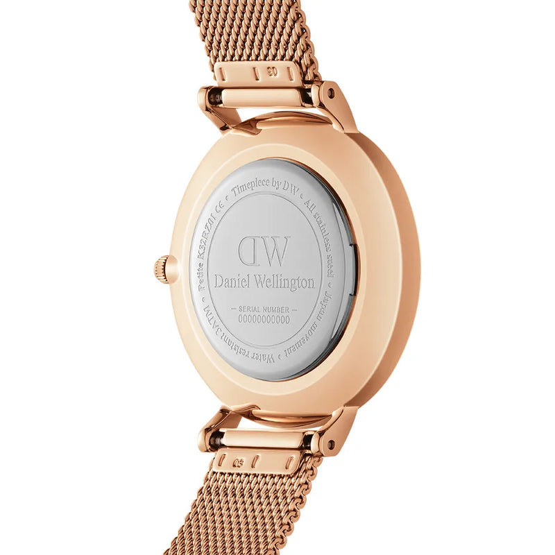 Daniel Wellington Petite Melrose Pink Dial Rose Gold Mesh Strap Watch For Women - DW00100367