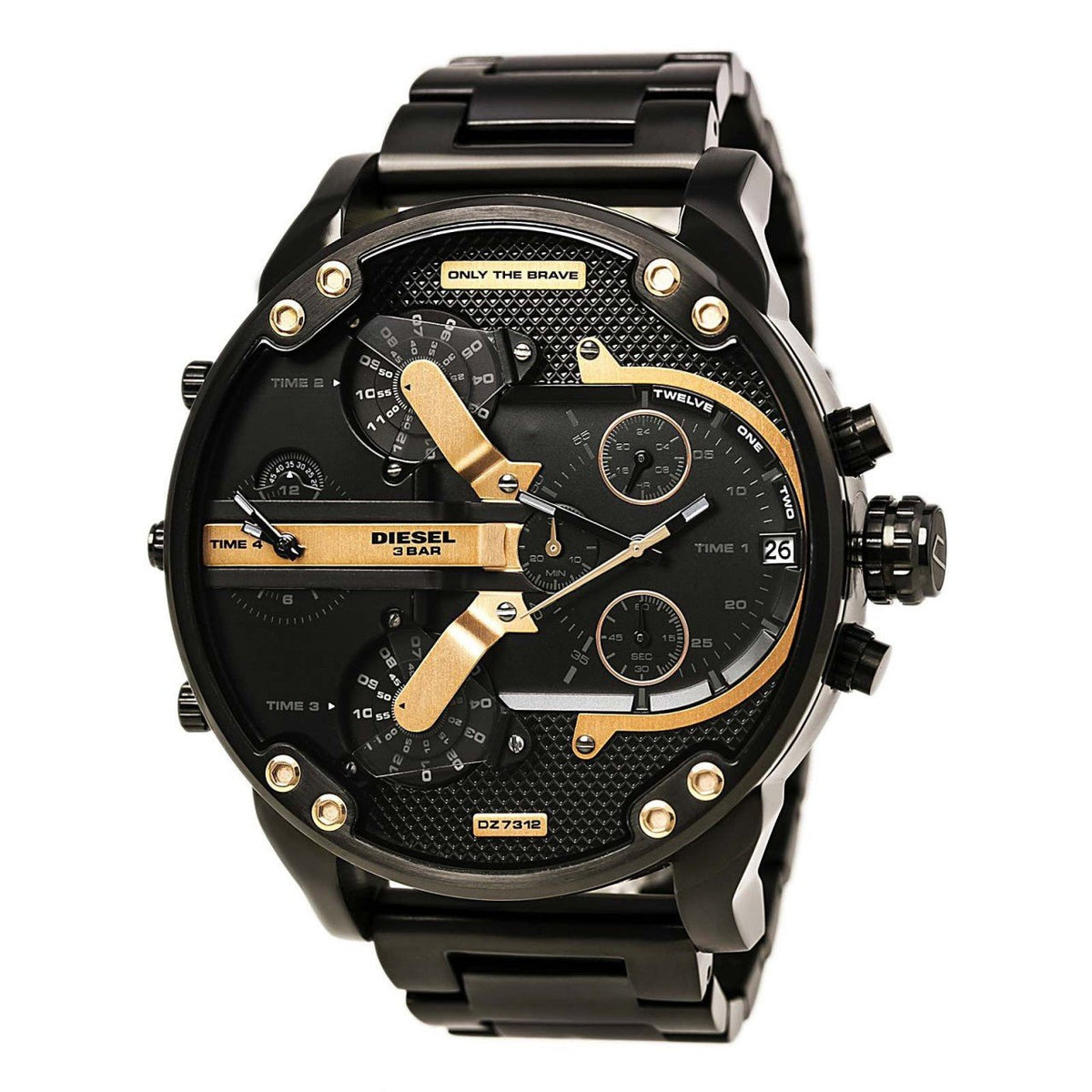 Diesel Big Daddy Chronograph Black Dial Black Steel Strap Watch For Men - DZ7312
