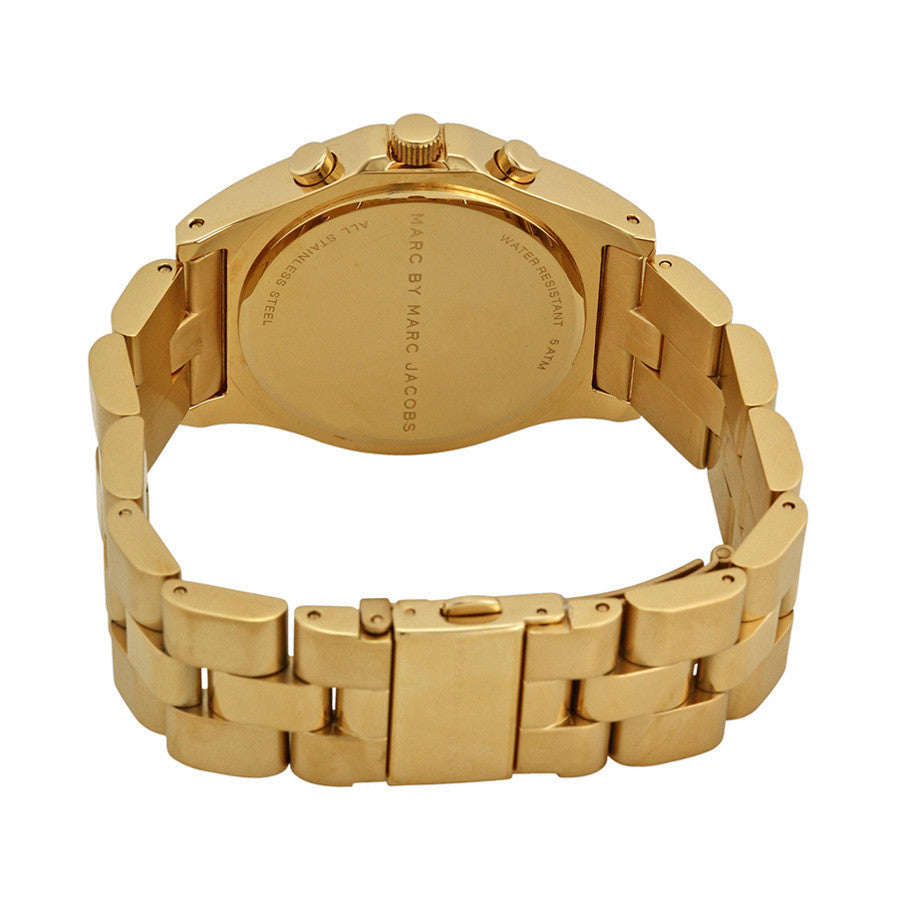 Marc Jacobs Blade Chronograph Gold Dial Gold Steel Strap Watch for Women - MBM3101