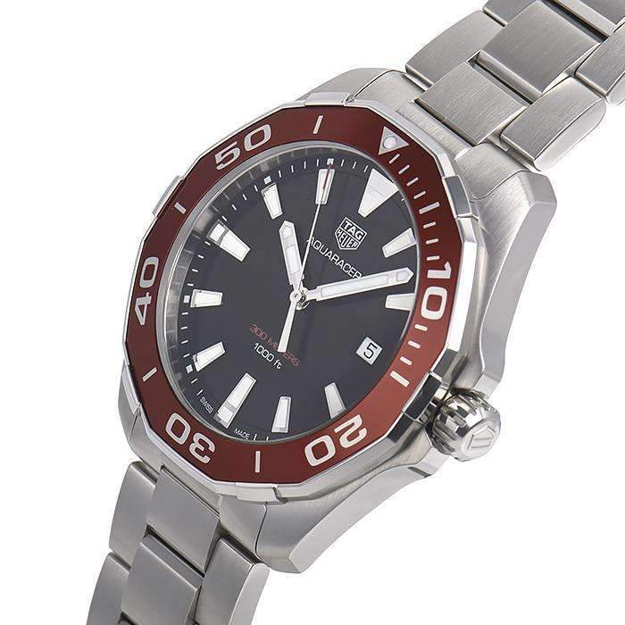 Tag Heuer Aquaracer Black Dial Silver Steel Strap Watch for Men - WAY101B.BA0746