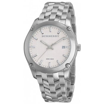 Burberry Heritage Check White Dial Silver Steel Strap Watch for Women - BU1853