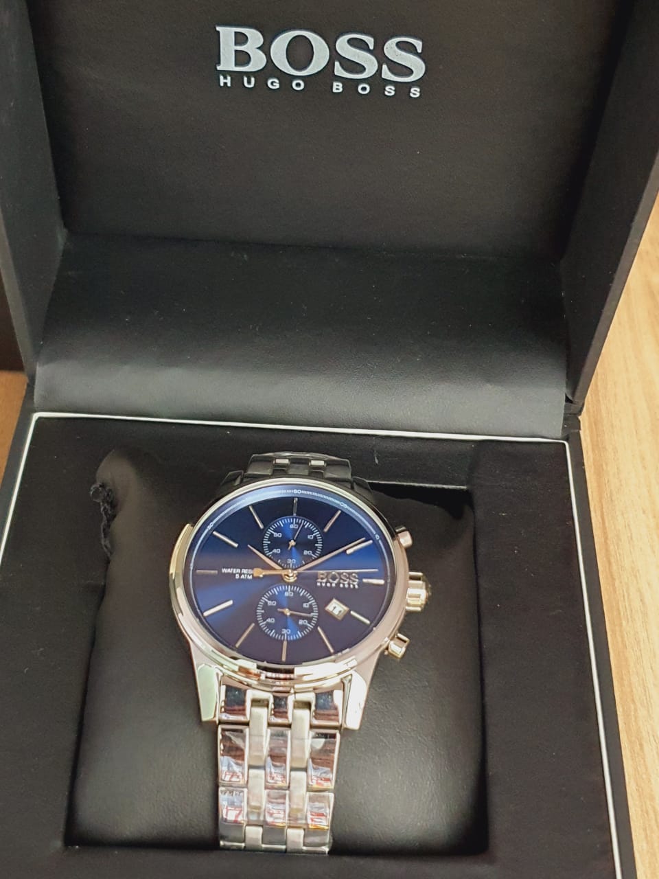 Hugo Boss Jet Chronograph Blue Dial Silver Steel Strap Watch for Men - 1513384