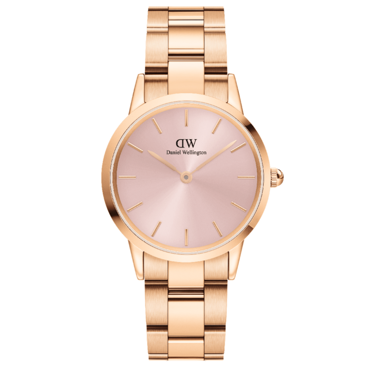 Daniel Wellington Iconic Link Unitone Rose Gold Dial Rose Gold Steel Strap Watch For Women - DW00100401