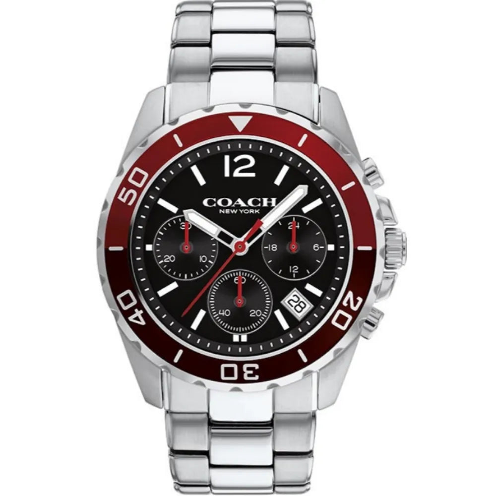Coach Kent Black Dial Silver Steel Strap Watch for Men - 14602556