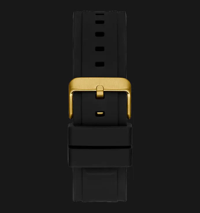 Guess Matrix Multifunction Gold Dial Black Rubber Strap Watch For Men - GW0423G2