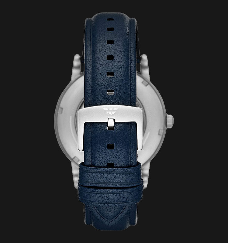Emporio Armani Luigi Automatic Blue Dial Blue Leather Strap Watch For Men - AR60030