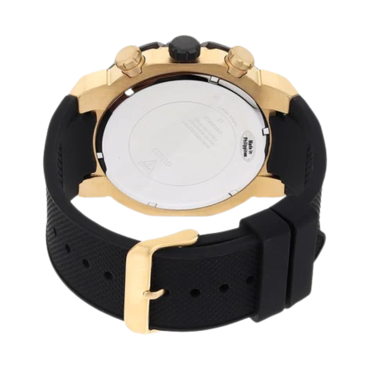 Guess Navigator Chronograph Black Dial Black Rubber Strap Watch for Men - GW0264G3