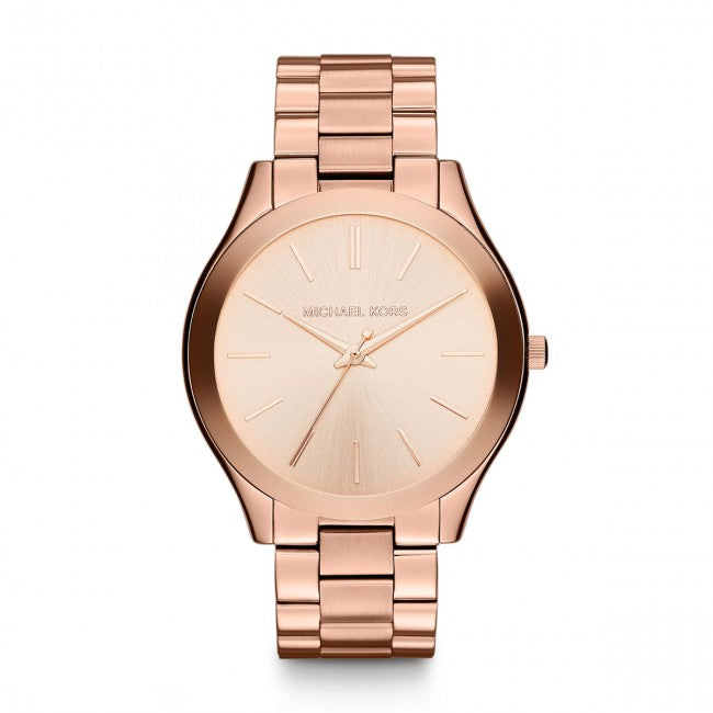 Michael Kors Slim Runway Rose Gold Dial Rose Gold Steel Strap Watch for Women - MK3513