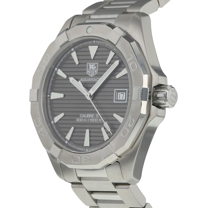 Tag Heuer Aquaracer Automatic Anthracite Grey Dial Silver Steel Strap Watch for Men - WAY2113.BA0928