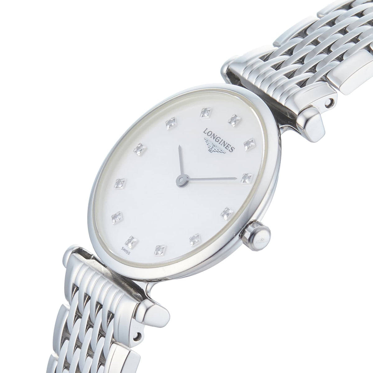 Longines La Grande Classique Diamonds White Dial Silver Steel Strap Watch for Women - L4.209.4.87.6