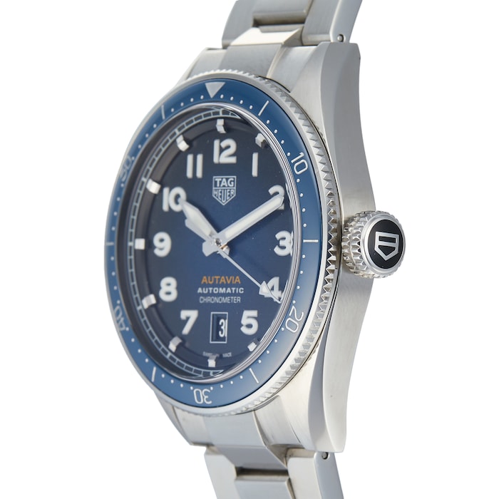 Tag Heuer Autavia Automatic Blue Dial Silver Steel Strap Watch for Men - WBE5116.EB0173